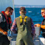 DFO officers performing compliance checks on the water to remind harvesters of the importance of following regulations and licence conditions, and to educate on marine mammal regulations. While electronic monitoring and digital systems are essential for DFO work, having a presence on the waters is just as important. Source: Fisheries and Oceans Canada on Facebook.