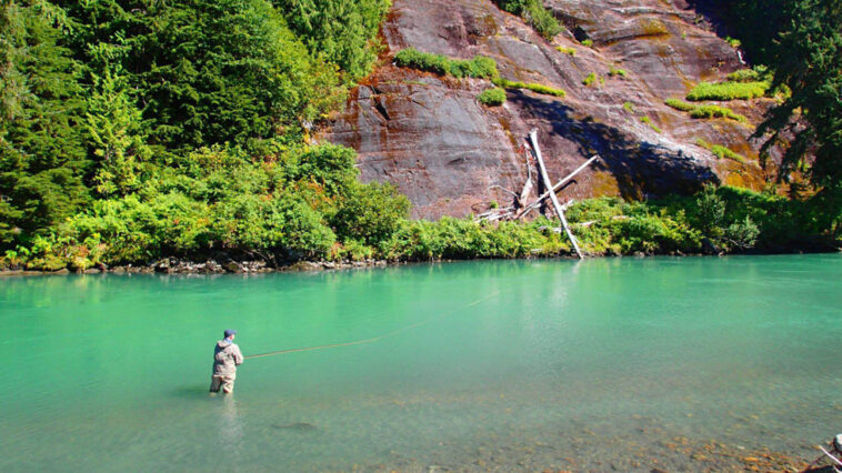 Fly fishing at the Skeena River