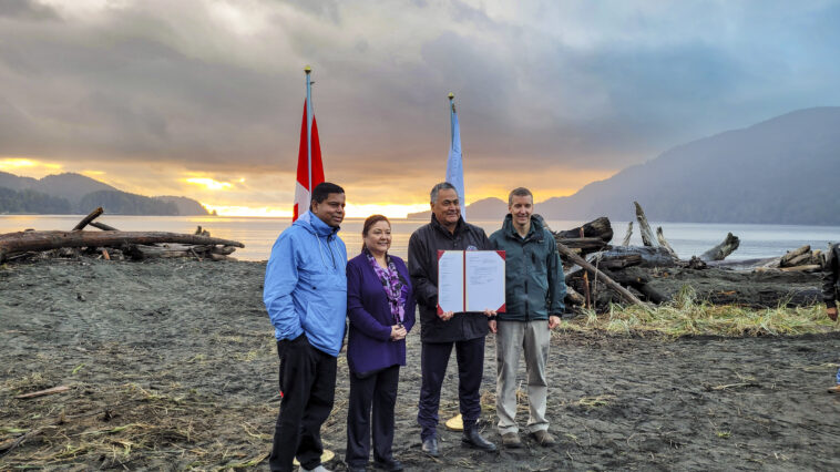 Elected Chief Jeff Jones and federal Crown-Indigenous Relations Minister Gary Anandasangaree signed an agreement on November 15 to recognize the Pacheedaht as the rightful owners and original stewards of the Middle Beach land tract.