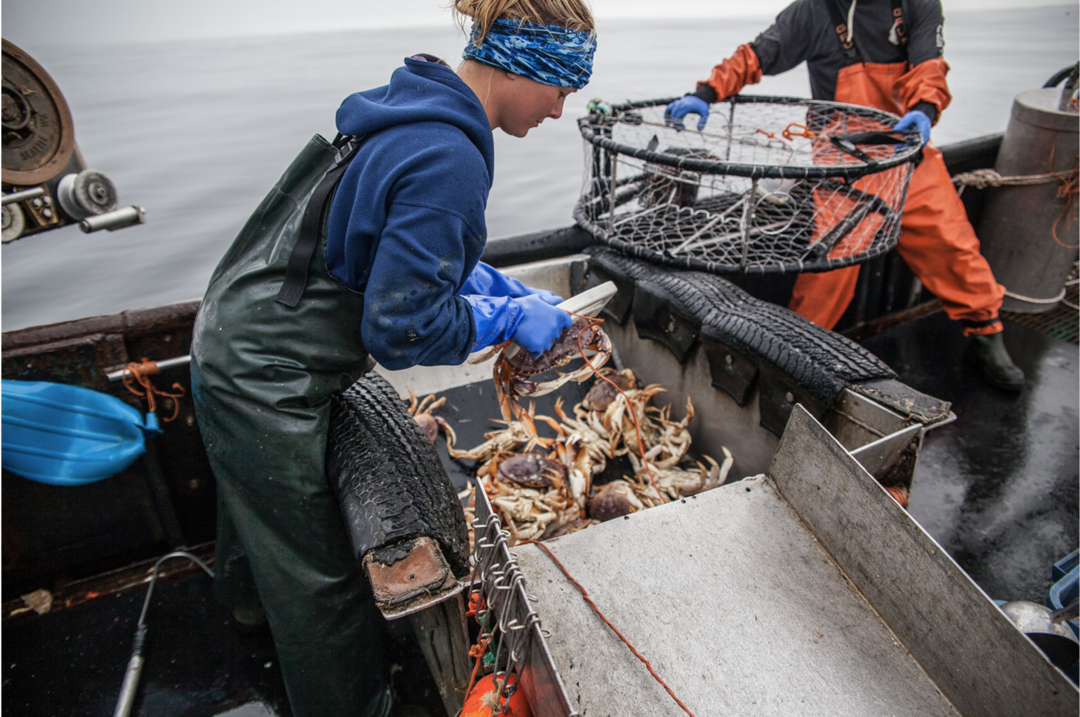 Woman working at a small-scale fishery in British Columbia, Canada.