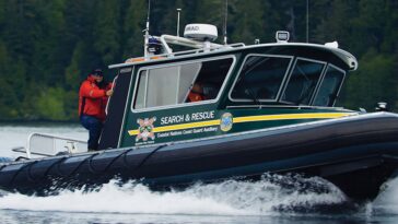 The Coastal Nations Coast Guard Auxiliary in a Search & Rescue boat.
