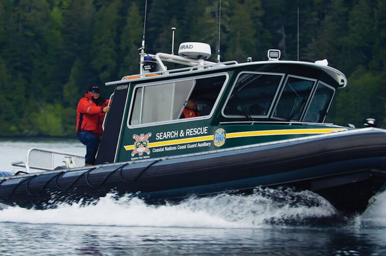The Coastal Nations Coast Guard Auxiliary in a Search & Rescue boat.